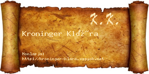 Kroninger Klára névjegykártya
